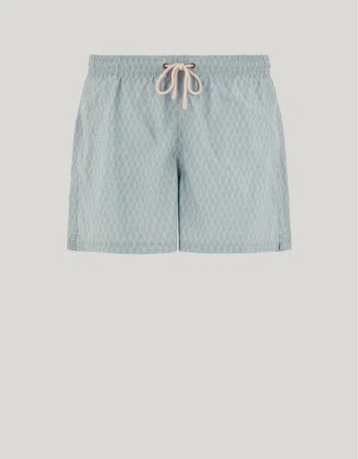 Canali Brianza Green Swim Shorts In Technical Fabric With Functional Pockets In Blue