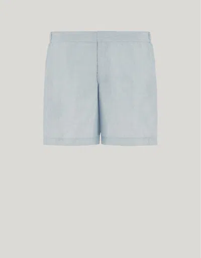 Canali Brianza Green Swim Shorts In Technical Fabric With Logoed Side Buckles In Blue