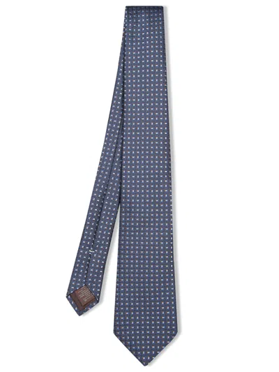 Canali Brown And Blue Micro Pattern Tie