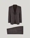 Canali Brown And Blue Regular Fit Pure Wool Suit In Gray