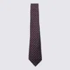 Canali Brown And Blue Wool Tie In Burgundy