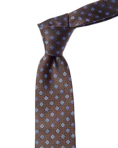 Canali Brown Flowers Silk Tie