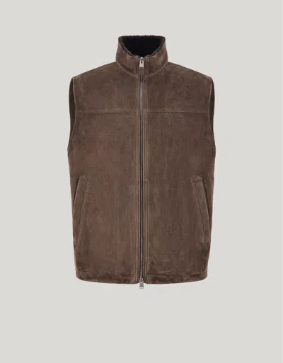 Canali Brown Goat Suede Vest With Filling