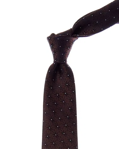 Canali Brown Leaves Silk Tie
