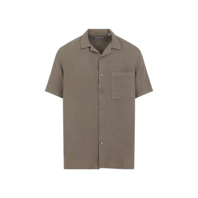 Canali Brown Linen Shirt In Gray