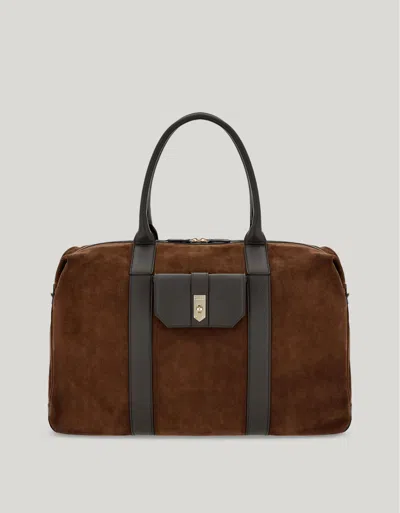 Canali Brown Suede Backpack With Tumbled Calfskin Inserts