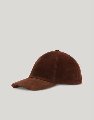 Canali Brown Suede Baseball Cap