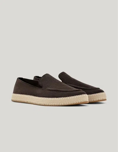 Canali Brown Suede Espadrilles Loafers With Rubber Sole