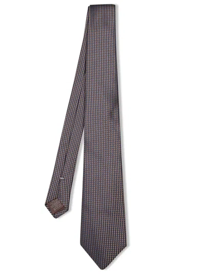 Canali Brown/blue Geometric Micro Pattern Tie