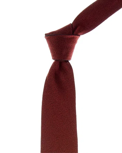 Canali Brown/orange Reversible Silk Tie In Red