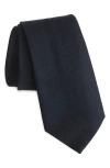 Canali Brushed Wool Tie In Black