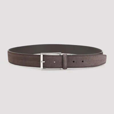 Canali Buckle Leather Belt In Brown