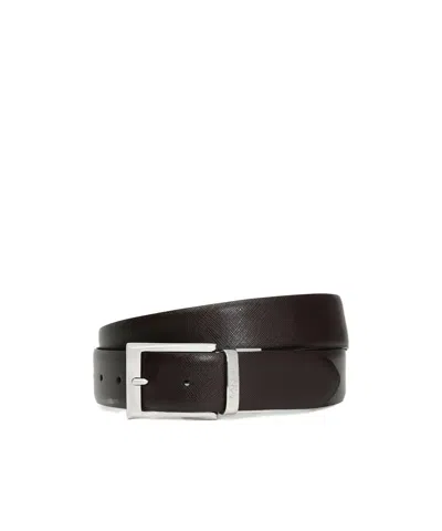 Canali Buckled Leather Belt In Black