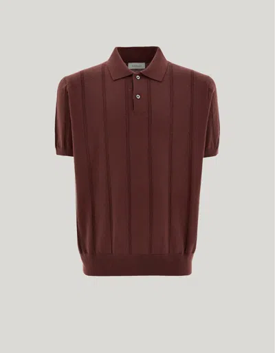 Canali Burgundy Extra-fine Merino Wool Polo Shirt In Brown