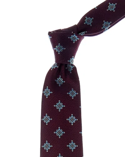 Canali Burgundy Medallion Silk Tie In Multi