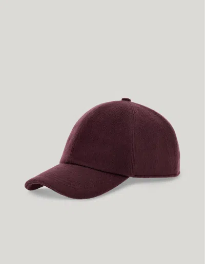 Canali Burgundy Pure Cashmere Baseball Cap In Red