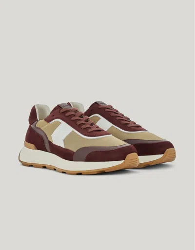 Canali Burgundy Technical Fabric And Leather Runner Sneakers In Red