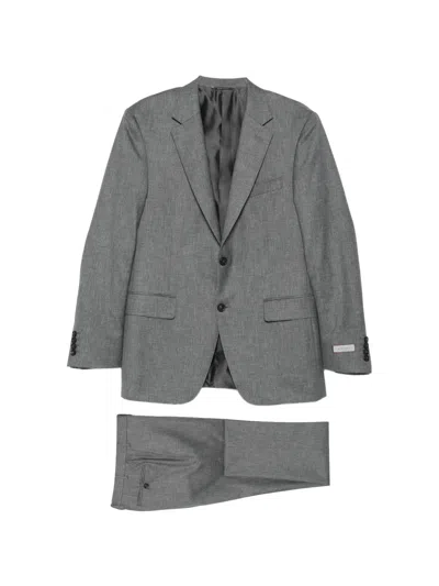 Canali Button Blazer In Gray