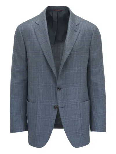 Canali Button-down Blazer In Blue