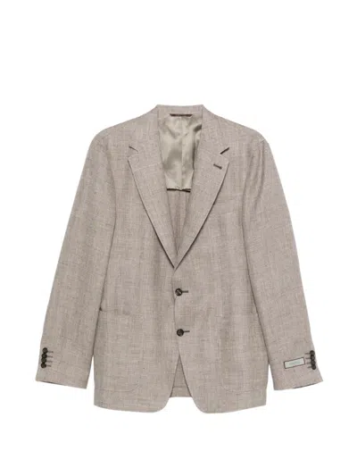 Canali Button-fastening Blaser In Brown