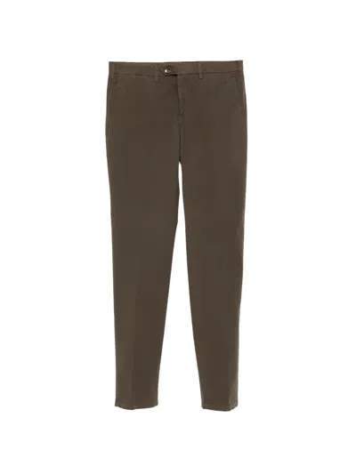 Canali Slim-fit Tapered Cotton-blend Twill Trousers In Brown
