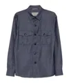 Canali Button Flap Jacket In Blue