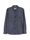 Canali Button Flap Jacket In Blue