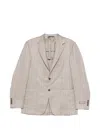 Canali Button Herringbone Blazer In Neutral