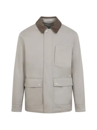 Canali Velvet Collar Utility Jacket In Brown
