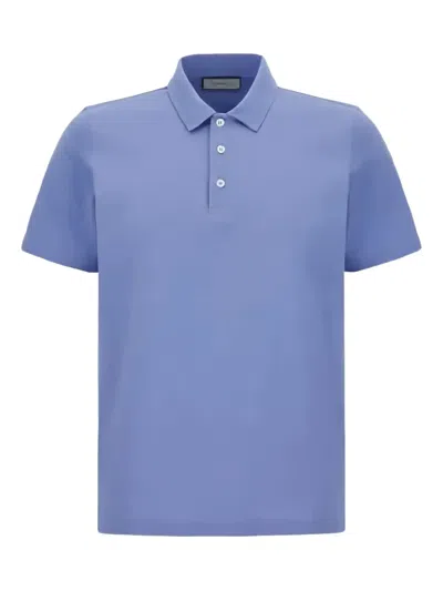 Canali Button Polo Shirt In Blue