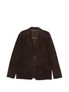 Canali Button Suede Blazer In Brown