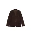 Canali Button Suede Blazer In Brown