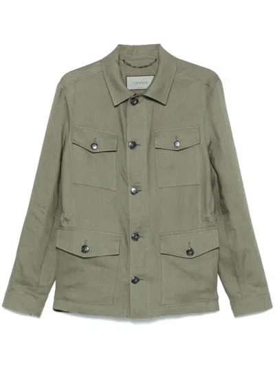 Canali Button-up Jacket In Green