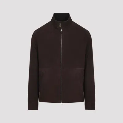 Canali Brown Lamb Leather Outerwear Jacket