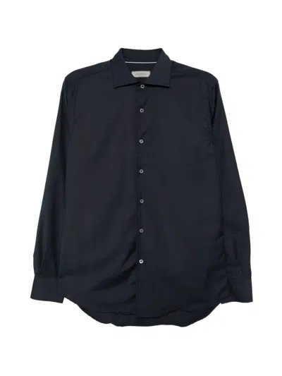 Canali Button-down Wool Shirt In Blue