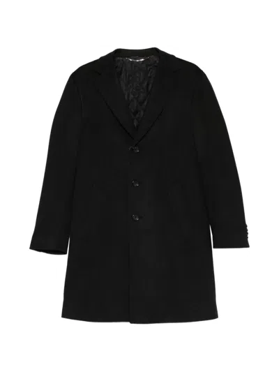 Canali Buttoned Coat In Black