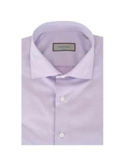 Canali Buttoned Cotton Shirt In Purple