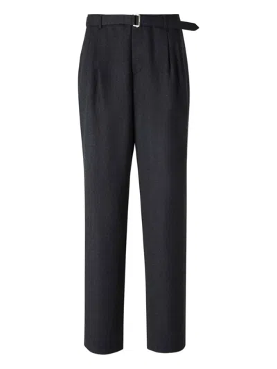 Canali Buttoned Dress Trousers In Blue