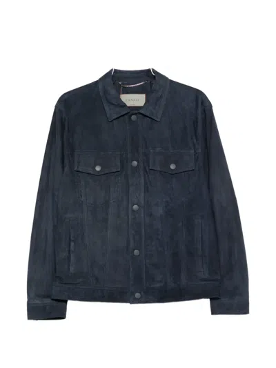 Canali Buttoned Pocket Jacket In Blue