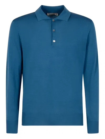 Canali Buttoned Polo Shirt In Blue