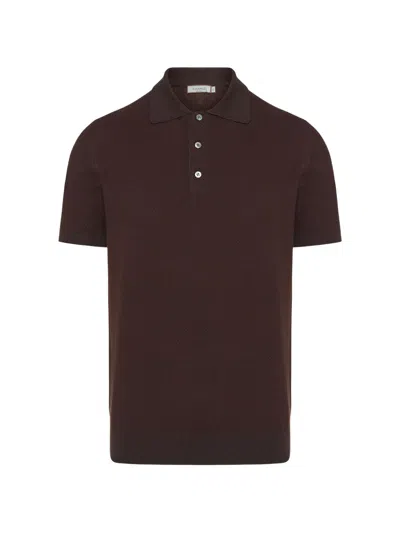 Canali Buttoned Polo Shirt In Brown