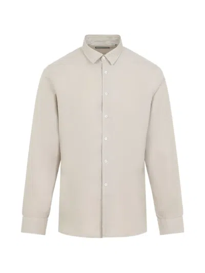 Canali Long-sleeved Silk-blend Shirt In Neutral