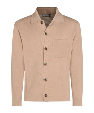 Canali Spread-collar Chest-pocket Cardigan In Neutral