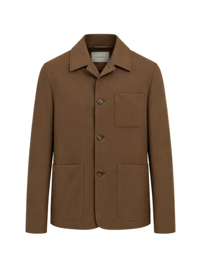 Canali Button-up Shirt Jacket In Brown