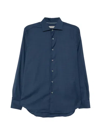 Canali Button-up Wool Shirt In Blue