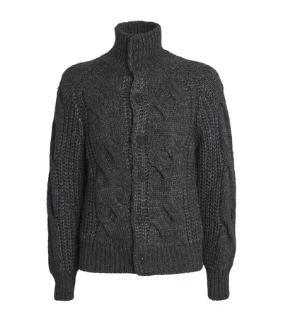 Canali Cable-knit Cardigan In Grey