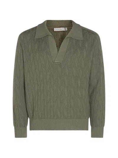 Canali Cable-knit Polo-collar Sweater In Green