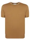 Canali Camel Cotton T-shirt In Sand