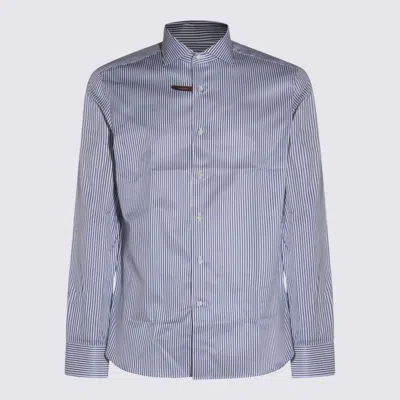 Canali Striped Cotton Shirt In Blue