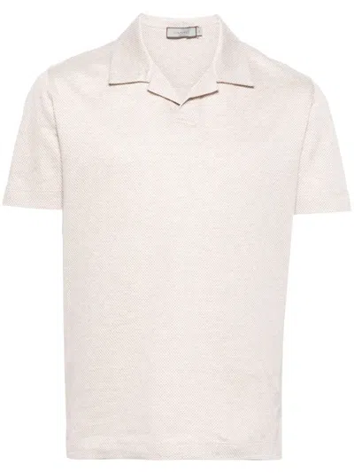 Canali Camp-collar Cotton Polo Shirt In Neutrals